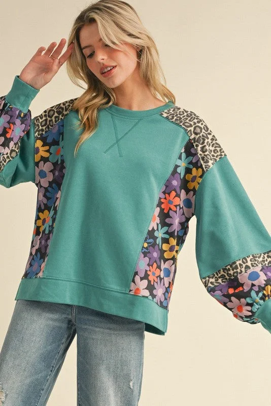 Roxi Mixed Print Sweatshirt Women