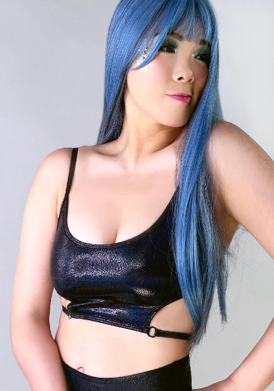 Shadow Dancer Black Cropped Top Geometric