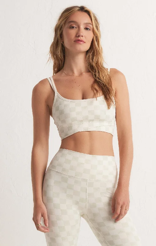 Z Supply Check Cross Over Tank Bra - Olive Crush Dynamic Women's Moto