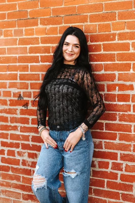LARIAT LACE L/S *MIDNIGHT Monochromatic Office Style