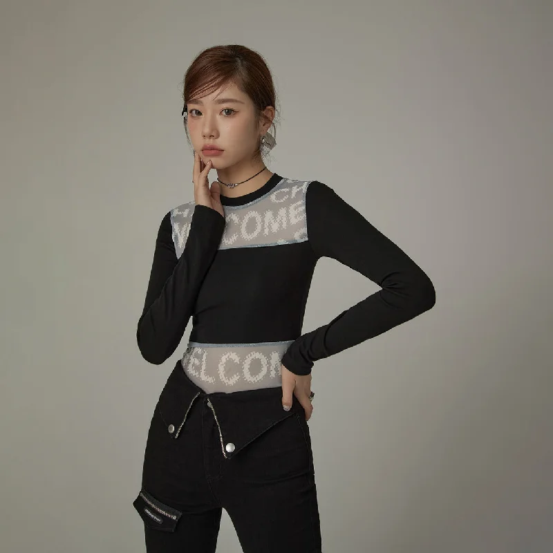 Welcome Color Matching Slim T-Shirt Modern Women's 