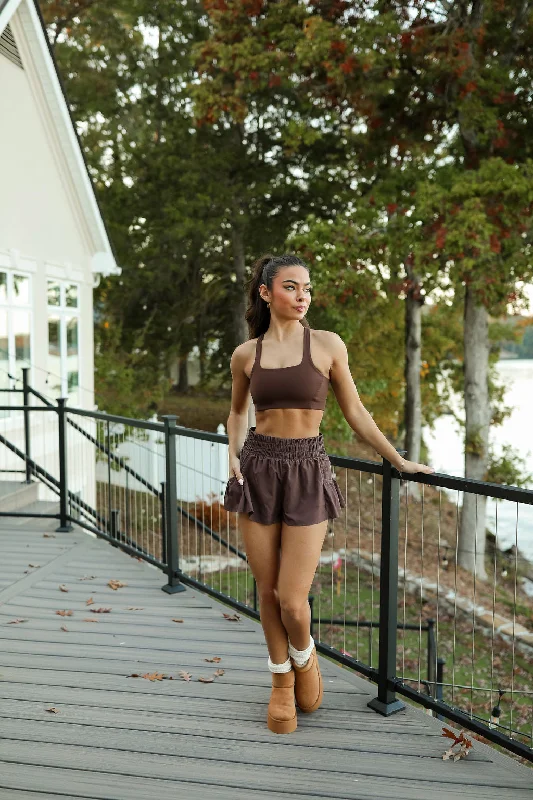 Never Better Square Neck Bra - Cocoa Streetwear Style for 