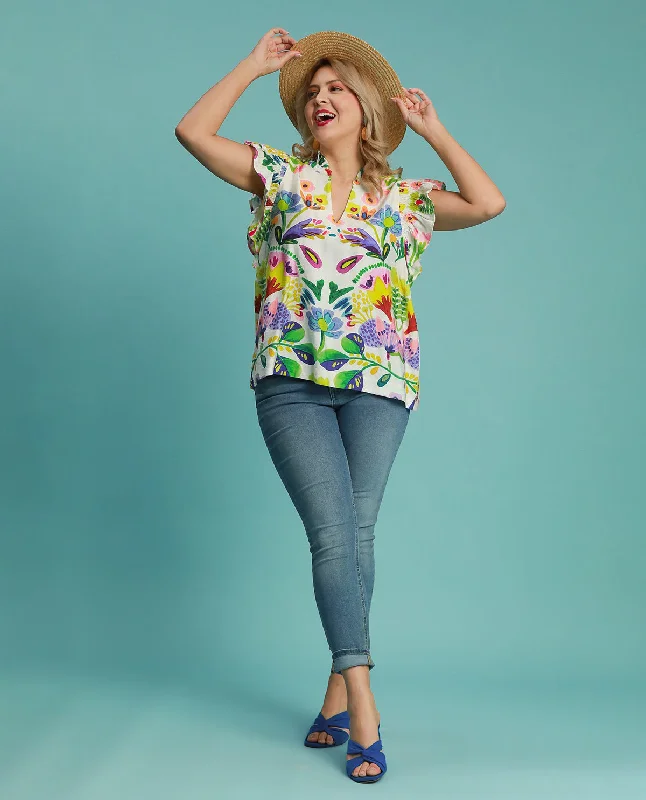 Plus Floral Baby Doll Top Elegant Women's 