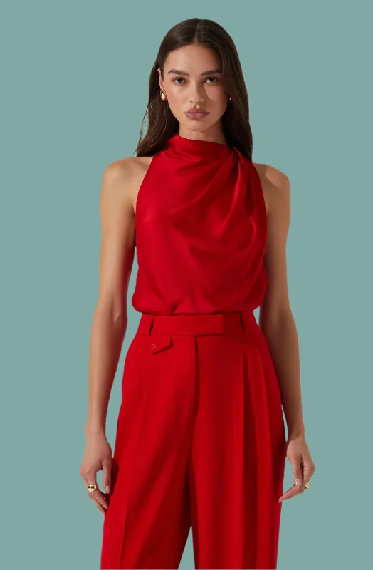 Iza Satin High Neck Top Stylish Women's Neon