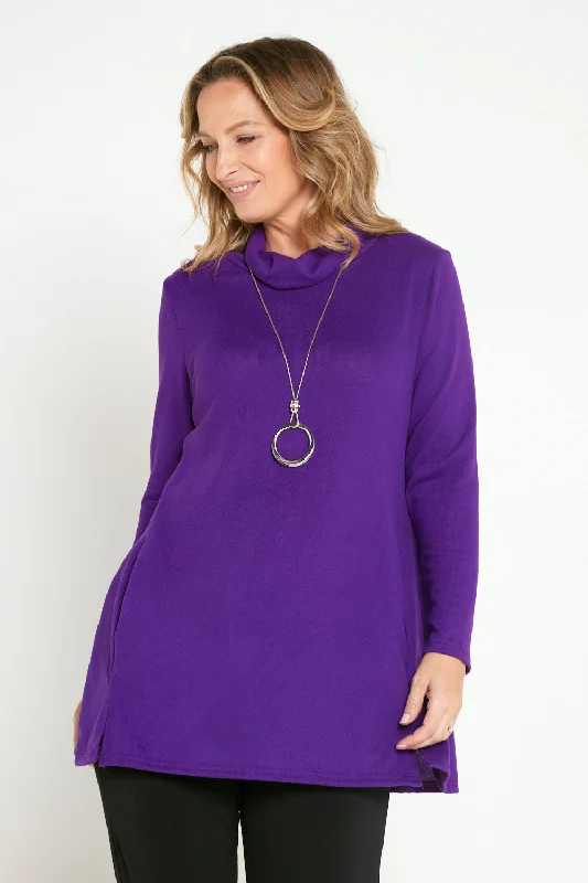 Lina Cowl Knit Tunic - Purple Unique Women's Upcycled