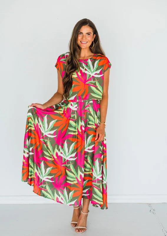 Forgotten Paradise Tropical Linen Crop Top Sporty Women's Tennis