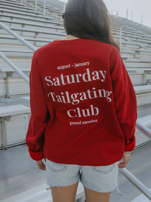 Saturday Tailgating Club Sweatshirt - Red Practical Women's Quick - dry