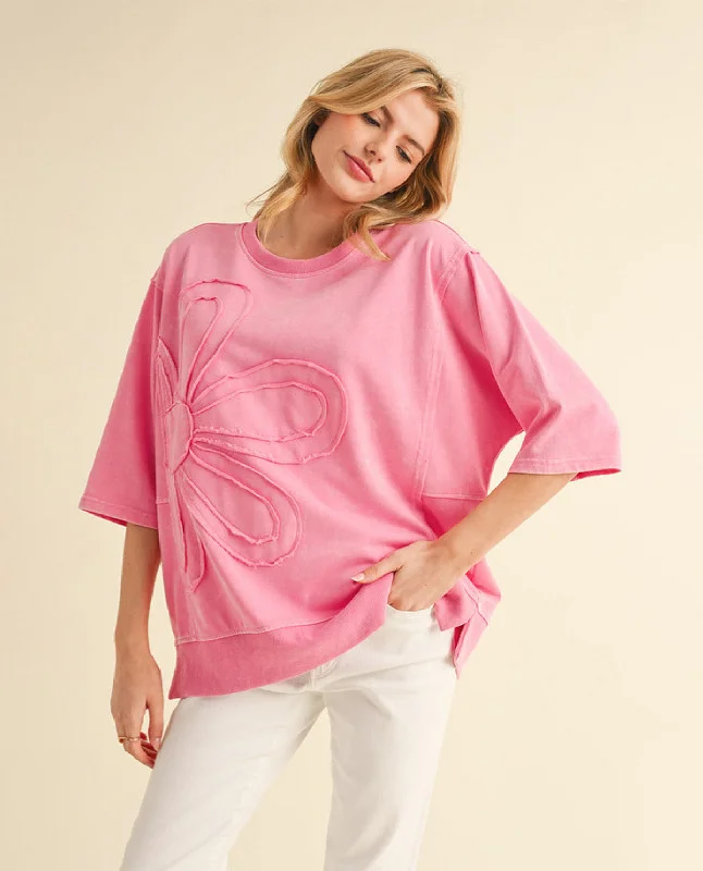 Floral Embroidery Oversized Sweatshirt Top performance