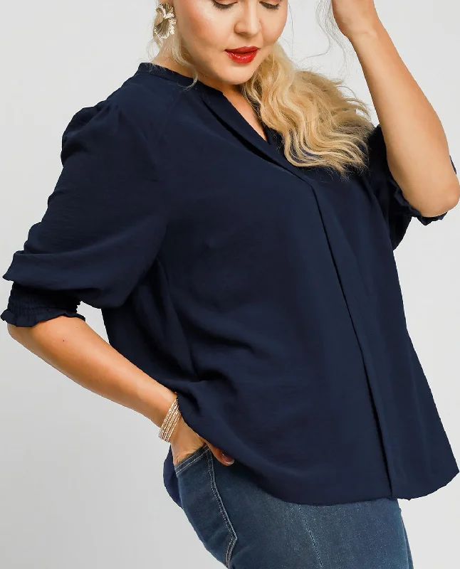 Plus Solid Split Neck Top Practical Women's Quick - dry