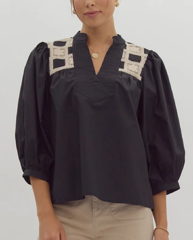 ENTRO 3/4 V-NECK WITH SHOULDER DETAIL European