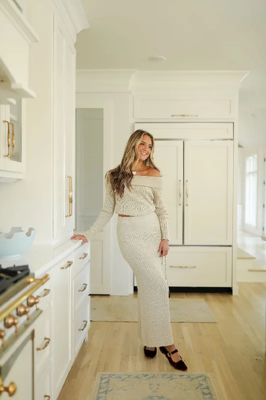 Paige Off Shoulder Sweater - Ecru garde