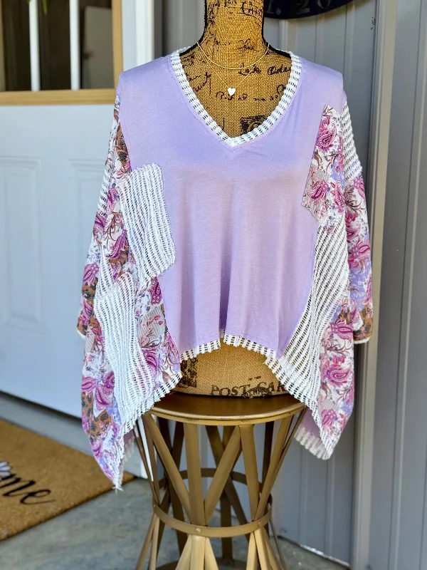 Ella V Neck Crochet Detailed Top. Sharp Women's Italian