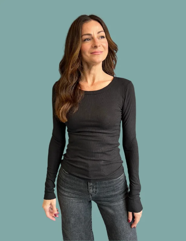 Variegated Layer Top - Black Sharp Women's Italian