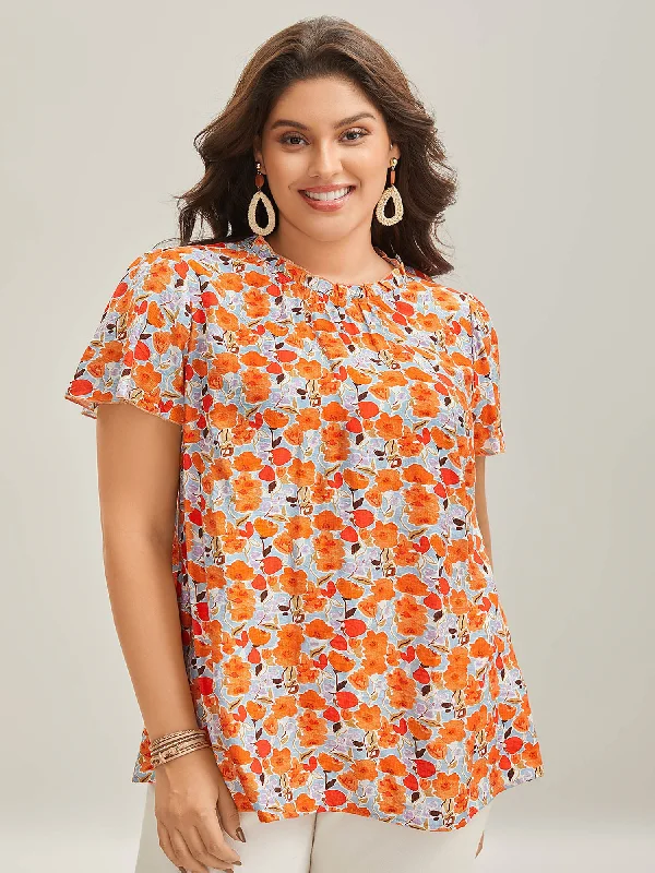In Full Bloom Mock Neck Shirt Vintage Women's 1970S 