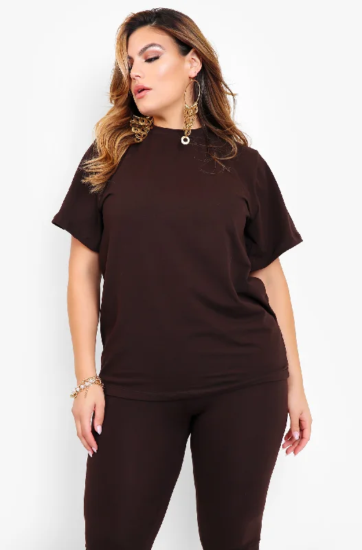 Essential Longline Top - Brown Luxurious Women's High -  end