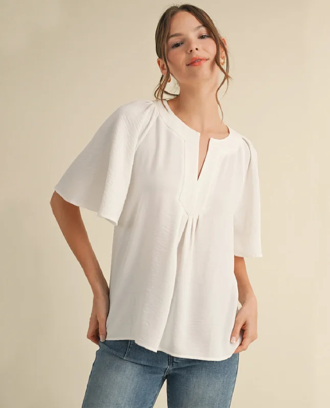 Solid Split Neck Top Gym