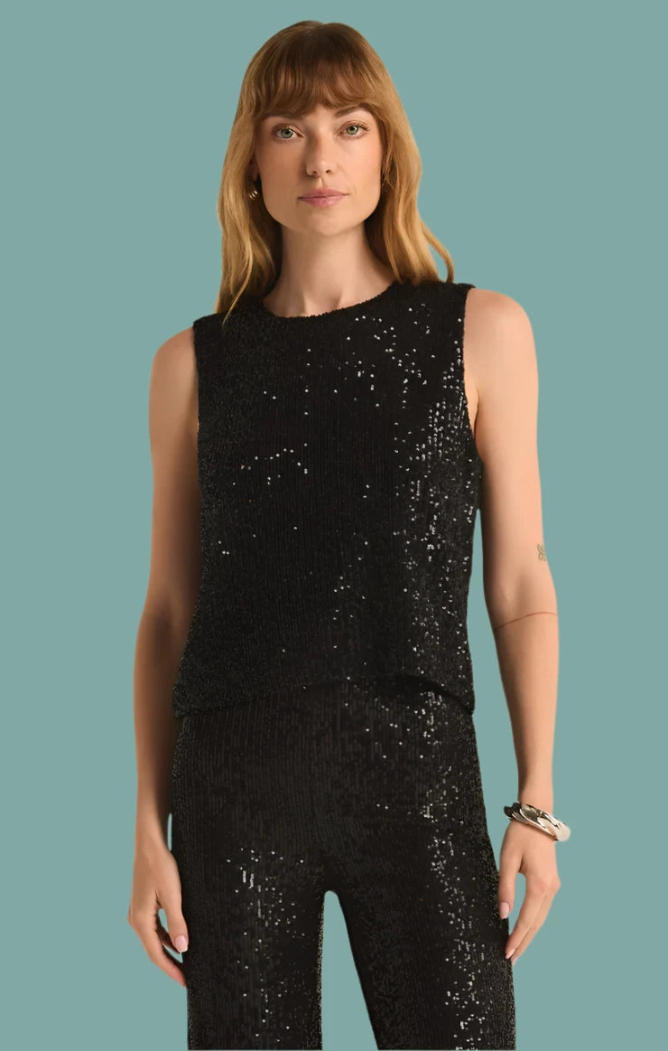 Sloan Sequin Top - Black purpose