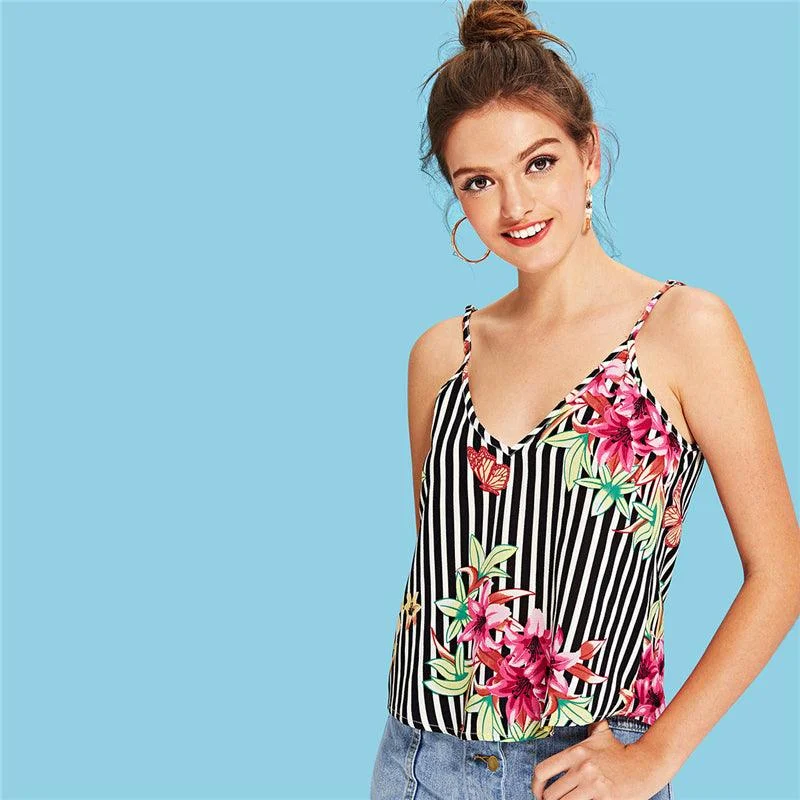 FLORA’S FLORAL STRIPE CAMI TOP British Gentlewoman Style