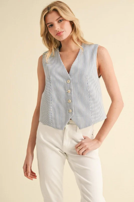 Blue Stripe Vest Refined Women's Classic 
