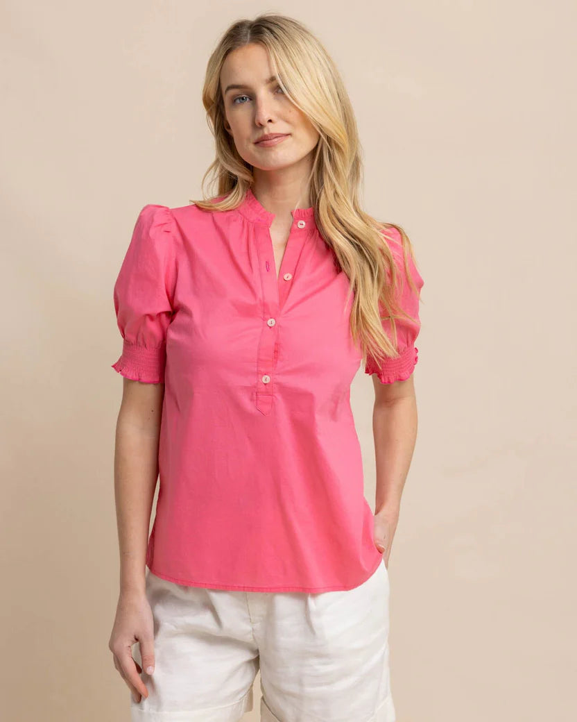 Meadow Lawn Camelia Rose Pink Blouse by Southern Tide Cozy Women's Winter