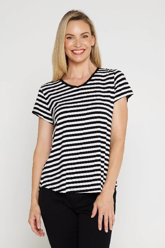 Alison Bamboo Tee - Black/White Stripe Artistic Women's Avant - 