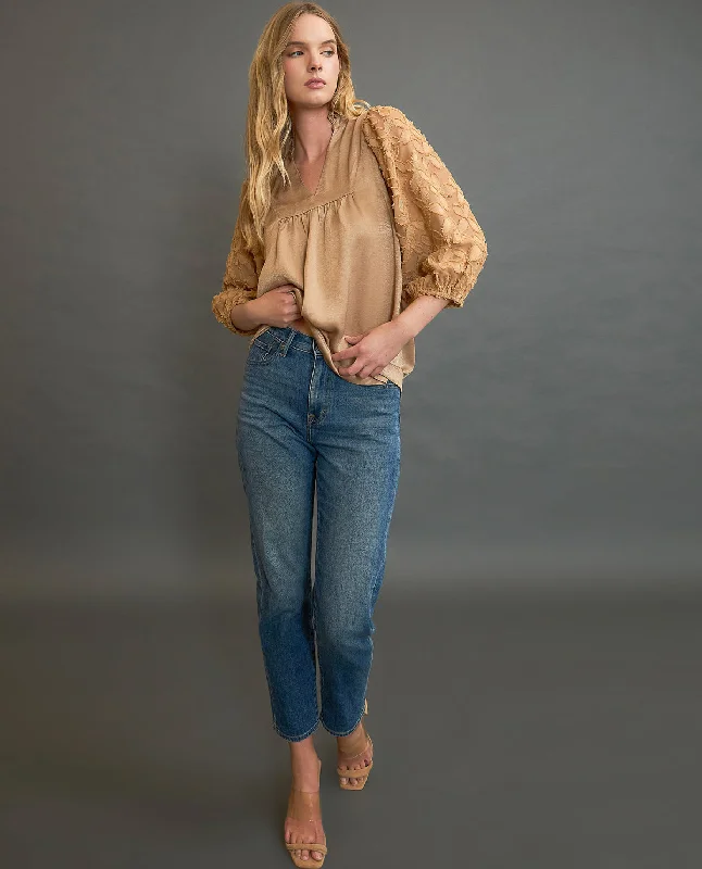 Charmeuse High Neck Satin Top British Gentlewoman Style