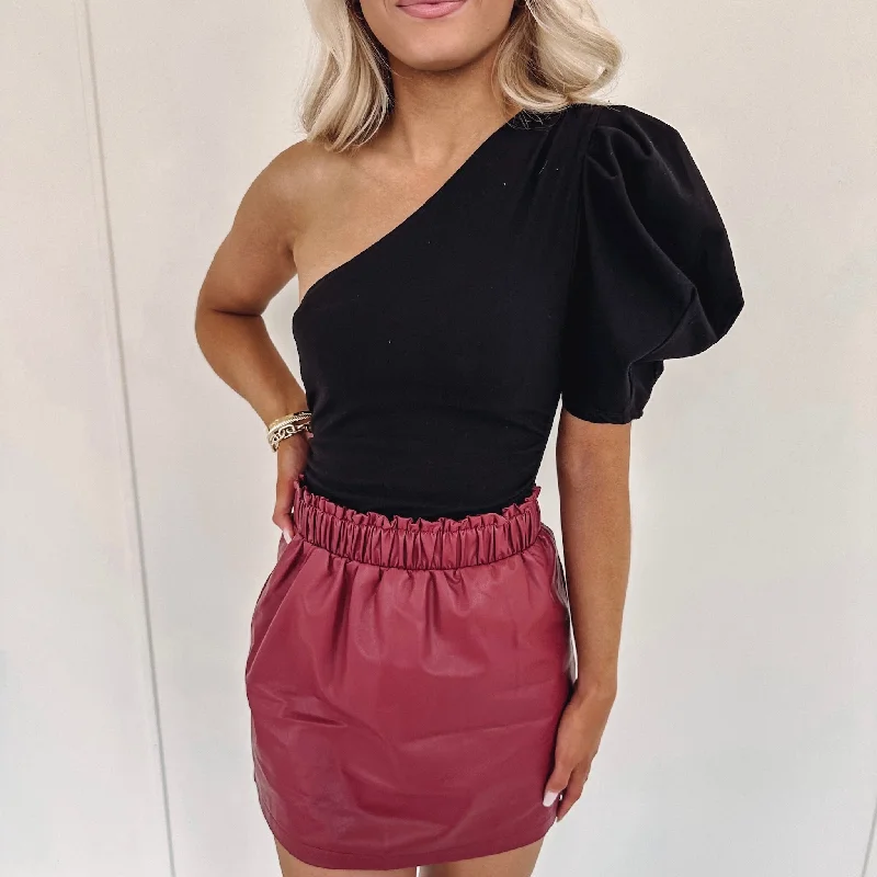 Max One Shoulder Bodysuit Monochromatic Office Style