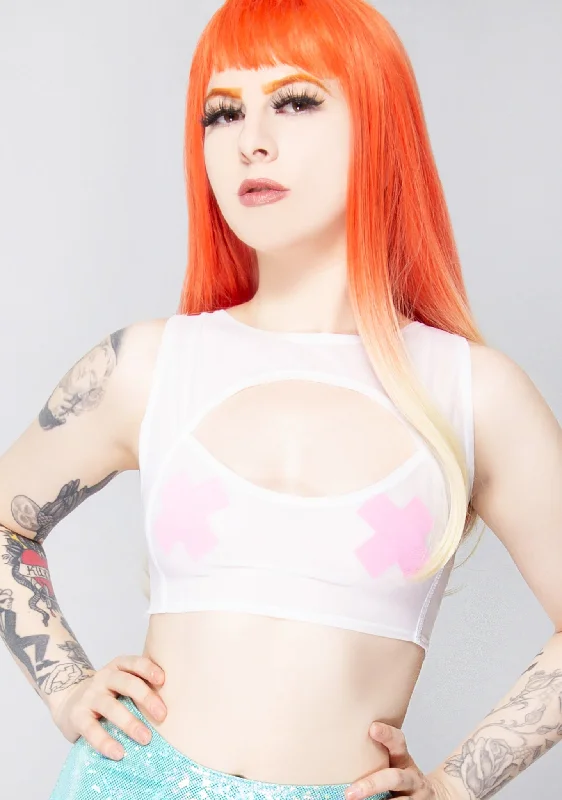 Pure Dreams Mesh Keyhole Crop Top Business