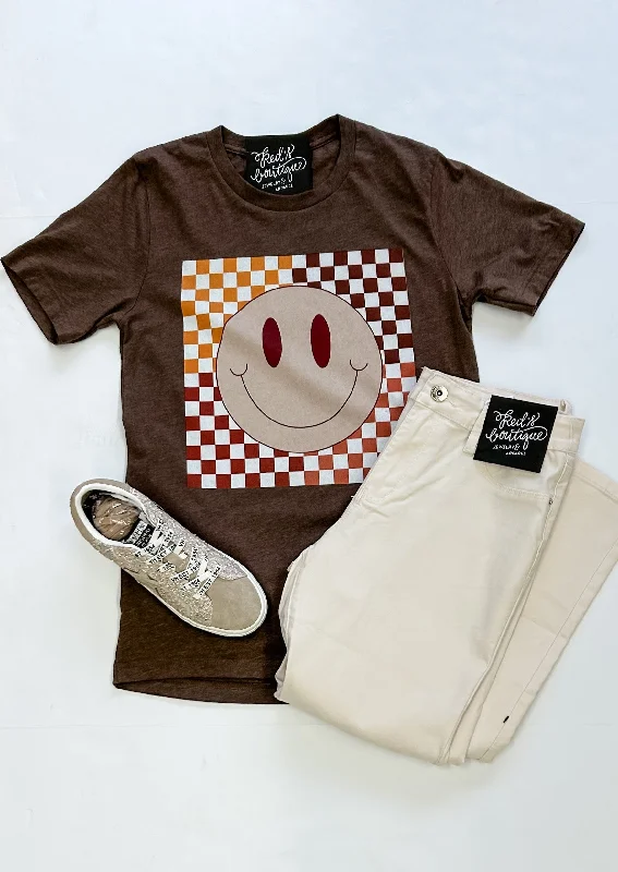 Checkered Smiley Tee - Short Sleeve Sustainable Organic