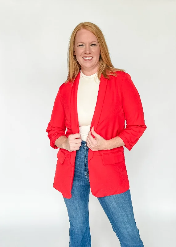 The Penthouse Blazer - Red Stylish Women's Tropical 
