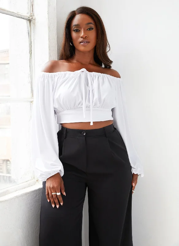 Crystal Off Shoulder Peasant Top Athletic Women's 