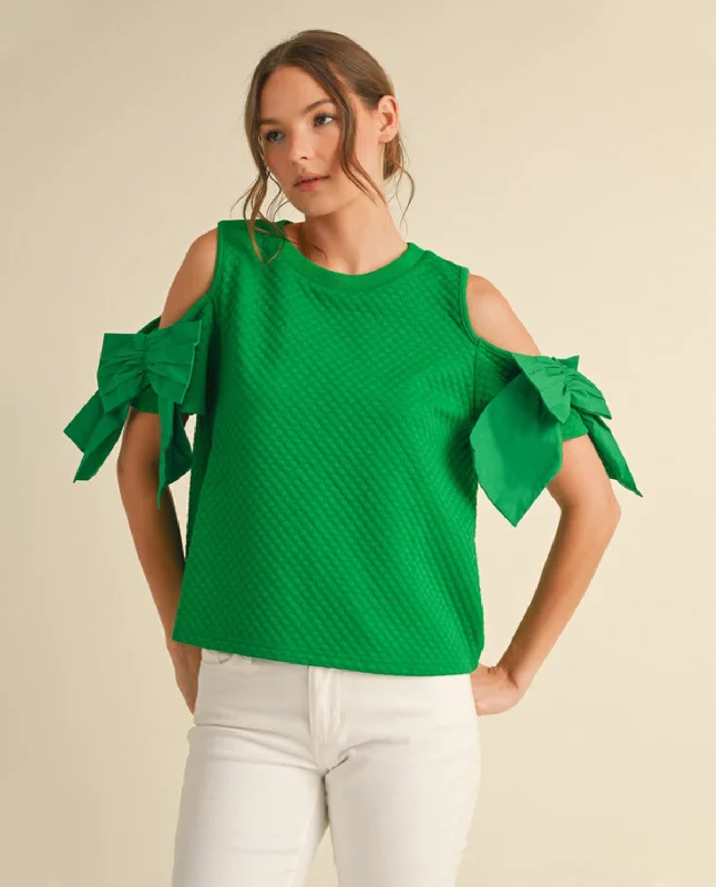 Cold Shoulder Top with Bows Dapper Women's 1920S