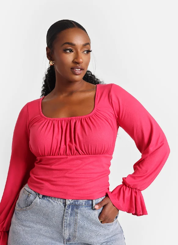 Lucy Peasant Bell Sleeve Blouse Sophisticated Women's 