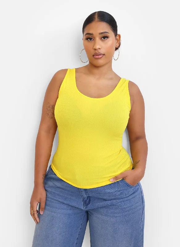 Essential Ribbed Tank Top - Yellow Monochromatic Office Style