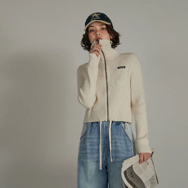 High Neck Zip-Up Cardigan Australian Beach