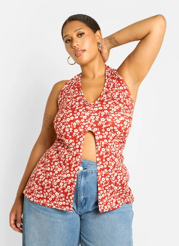 Azure Halter Top - Floral Cashmere