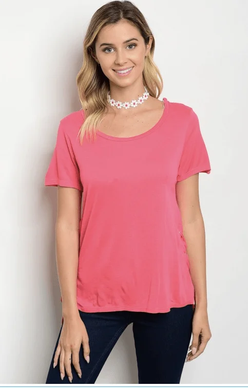 CORAL SIDE LACE-UP TOP Bold Women's Animal Print