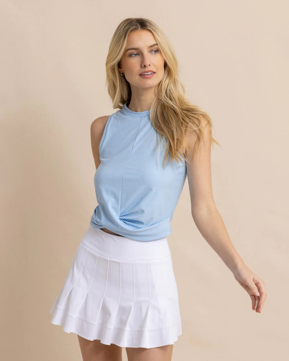Southern Tide Lacy Brrr-illiant Twist Top - Clearwater Blue Dapper Women's 1920S