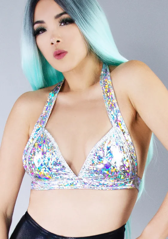 Cybernetic Circus Holographic Halter Top Athletic Women's High - 