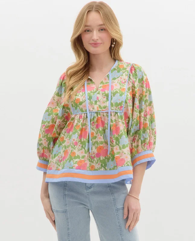 Marigold Floral Top Minimalist Women's Casual
