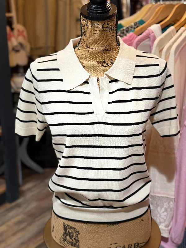 Nelly Striped V Neck Top Women