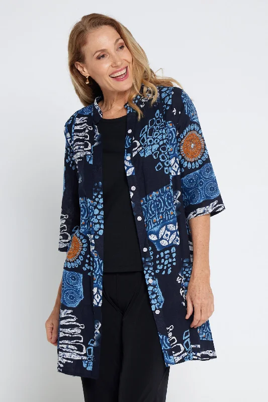 Granger Cotton Shirt - Winter Coastline Preppy Women's College