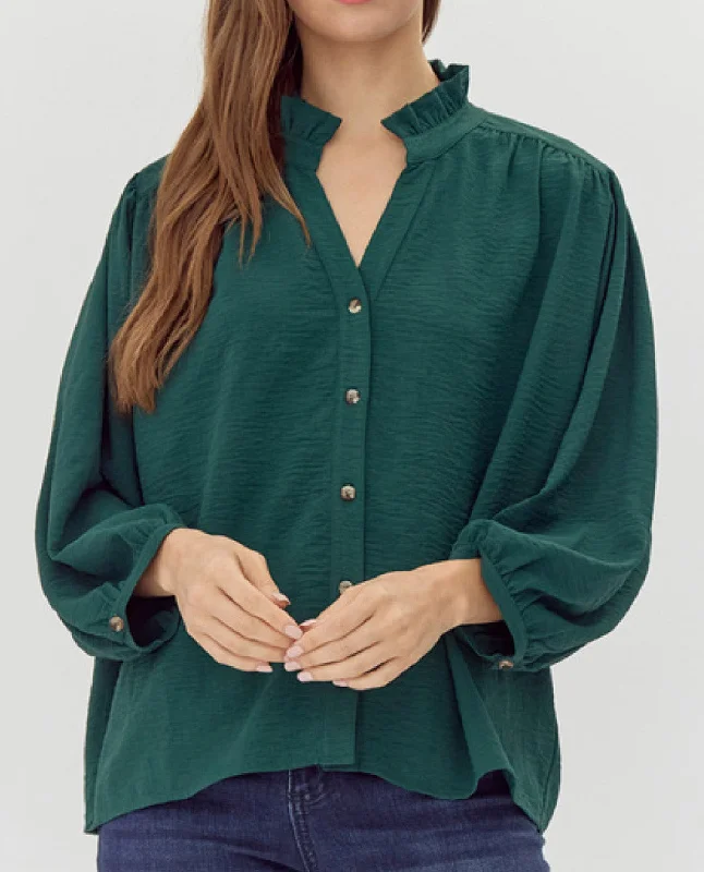 Solid Blouse with Frill Neck Artistic Women's Avant - 