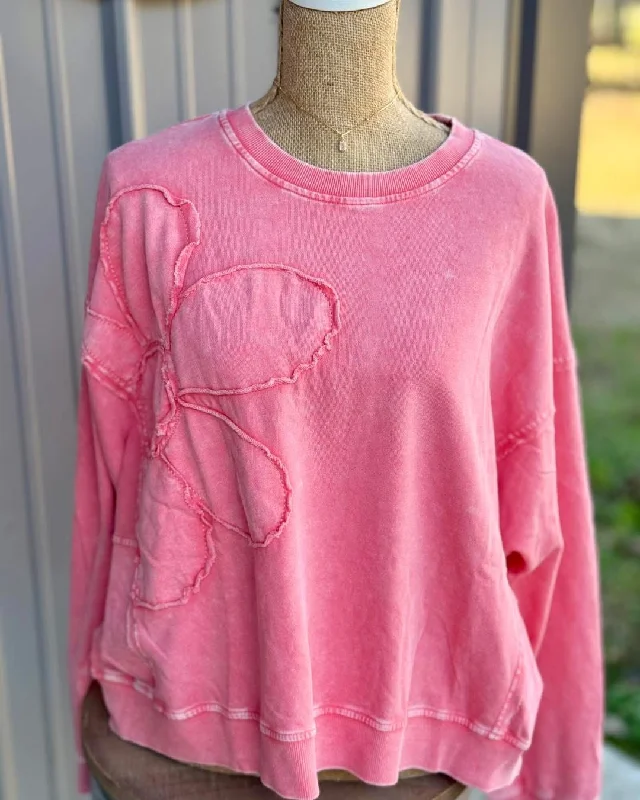 Flower Patch Washed Terry Pullover Rugged Women's Outdoor 