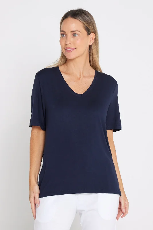 Lexi V Neck Tee - Navy garde