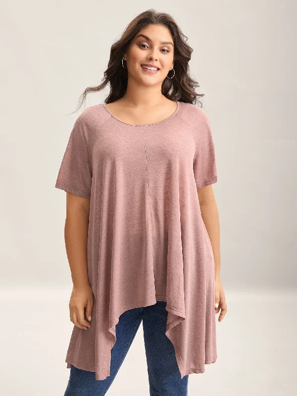 Handkerchief Hem Plain Oversized T-Shirt Dynamic Women's Moto