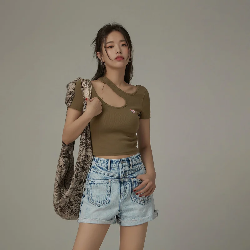 Cut Out Slim T-Shirt Sophisticated Women's 